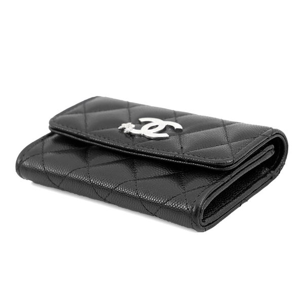 シャネル カードケース マトラッセ ココマーク キャビアスキン ラインストーン AP4812 CHANEL 財布 コインケース 黒