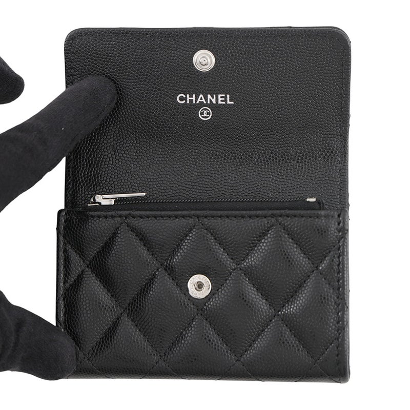 シャネル カードケース マトラッセ ココマーク キャビアスキン ラインストーン AP4812 CHANEL 財布 コインケース 黒