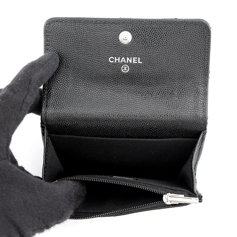 シャネル カードケース マトラッセ ココマーク キャビアスキン ラインストーン AP4812 CHANEL 財布 コインケース 黒