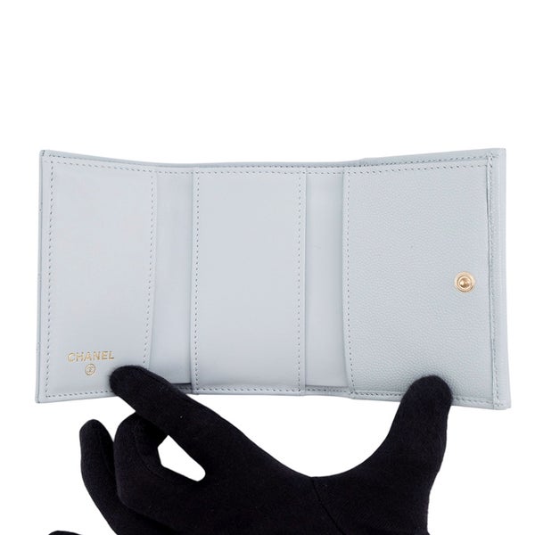 シャネル 三つ折り財布 マトラッセ ココマーク キャビアスキン ラインストーン AP4815 CHANEL 財布