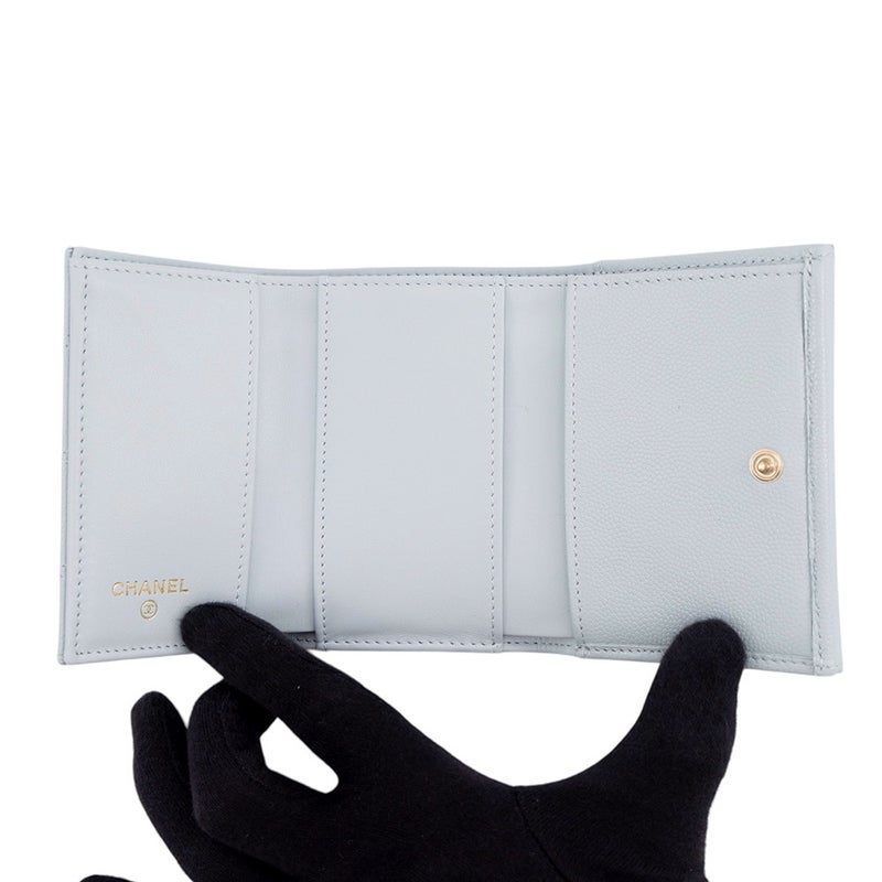 シャネル 三つ折り財布 マトラッセ ココマーク キャビアスキン ラインストーン AP4815 CHANEL 財布