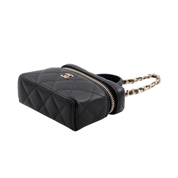 シャネル バッグチャーム ココマーク マトラッセ ミニバッグ キャビアスキン AP4897 CHANEL ミニポーチ 小物入れ 黒