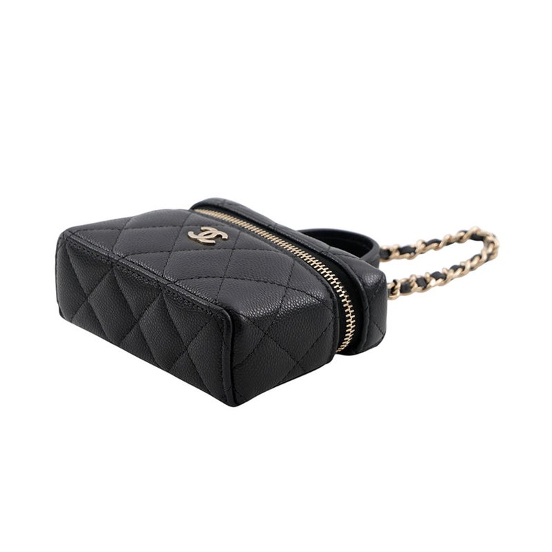 シャネル バッグチャーム ココマーク マトラッセ ミニバッグ キャビアスキン AP4897 CHANEL ミニポーチ 小物入れ 黒