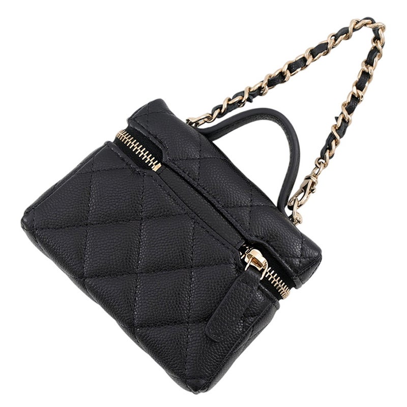 シャネル バッグチャーム ココマーク マトラッセ ミニバッグ キャビアスキン AP4897 CHANEL ミニポーチ 小物入れ 黒