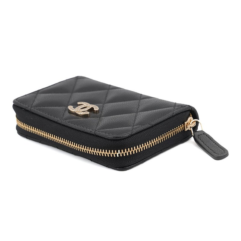 シャネル コインケース マトラッセ ココマーク キャビアスキン ラインストーン AP4818 CHANEL 黒