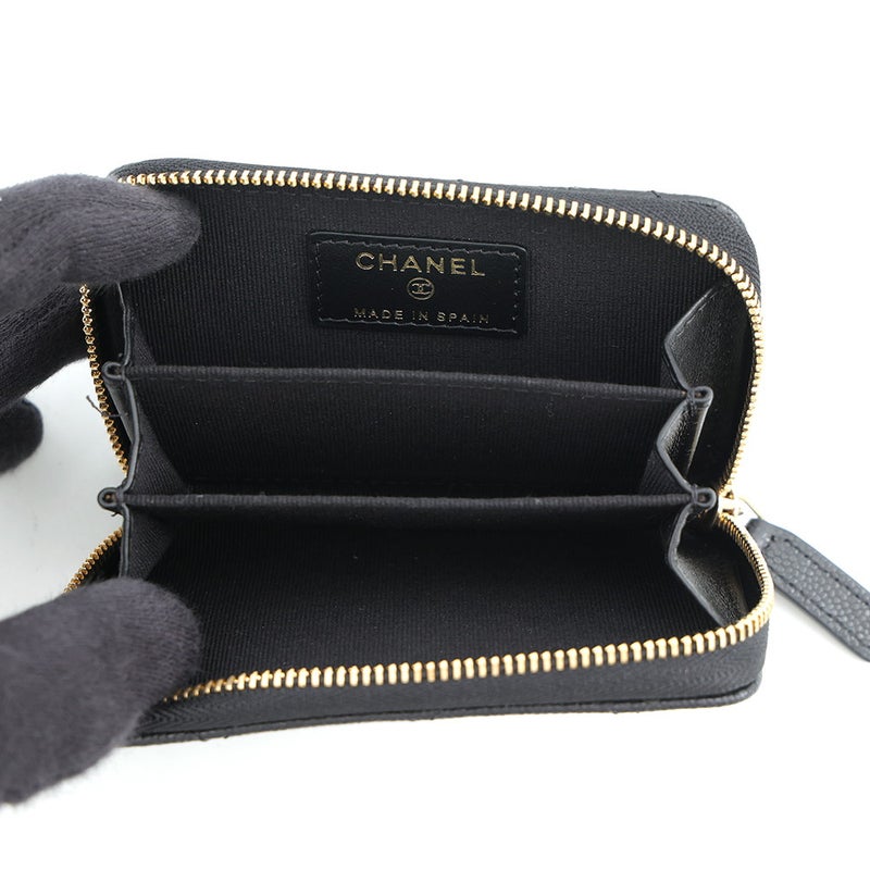 シャネル コインケース マトラッセ ココマーク キャビアスキン ラインストーン AP4818 CHANEL 黒