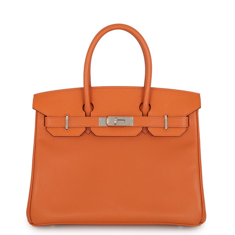 エルメス バーキン30 オレンジ/シルバー金具 エプソン □Q刻印 HERMES Birkin ハンドバッグ
