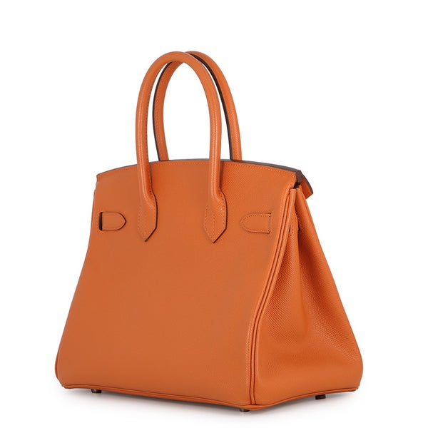 エルメス バーキン30 オレンジ/シルバー金具 エプソン □Q刻印 HERMES Birkin ハンドバッグ