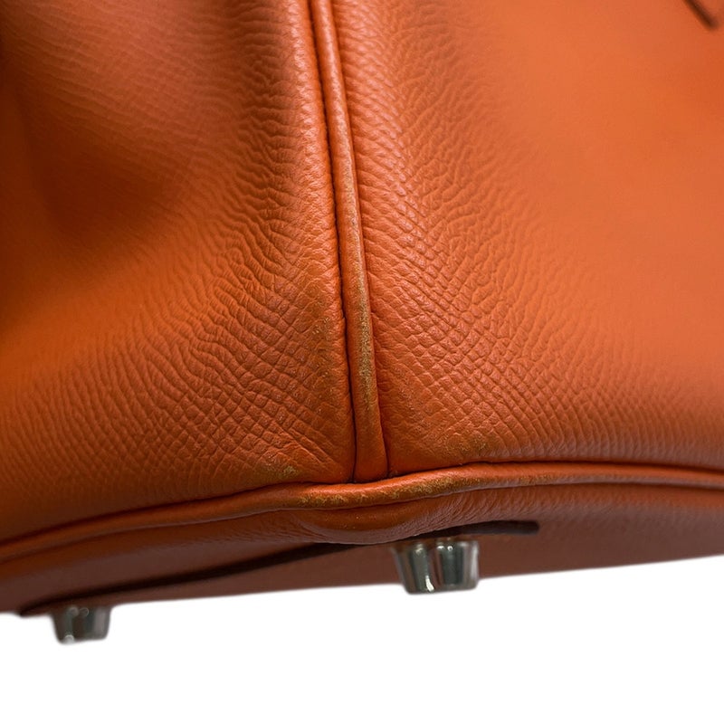エルメス バーキン30 オレンジ/シルバー金具 エプソン □Q刻印 HERMES Birkin ハンドバッグ