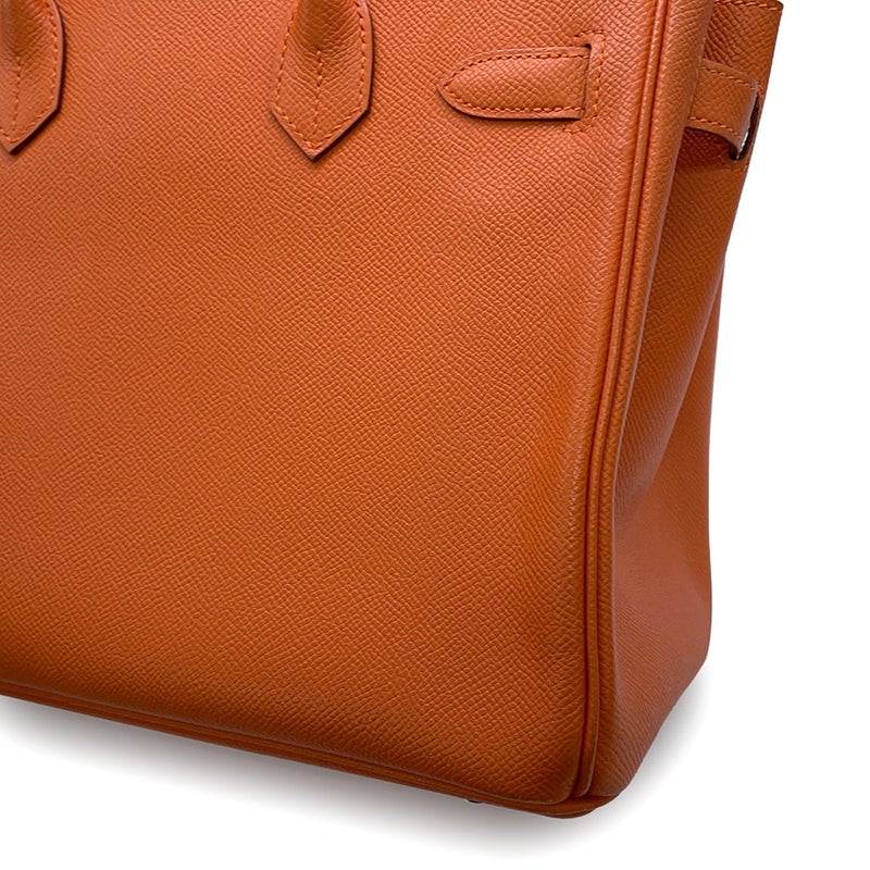 エルメス バーキン30 オレンジ/シルバー金具 エプソン □Q刻印 HERMES Birkin ハンドバッグ