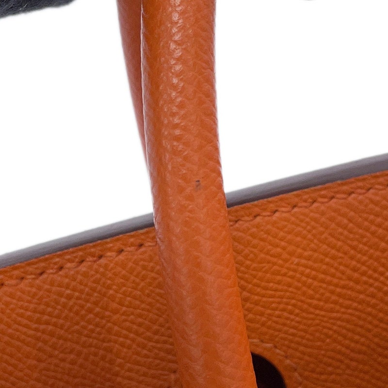 エルメス バーキン30 オレンジ/シルバー金具 エプソン □Q刻印 HERMES Birkin ハンドバッグ