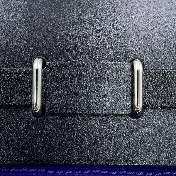 エルメス ショルダーバッグ エールバッグジップ ミニ パープル/ブラック/シルバー金具 トワルミリタリー/ヴァッシュハンター G刻印