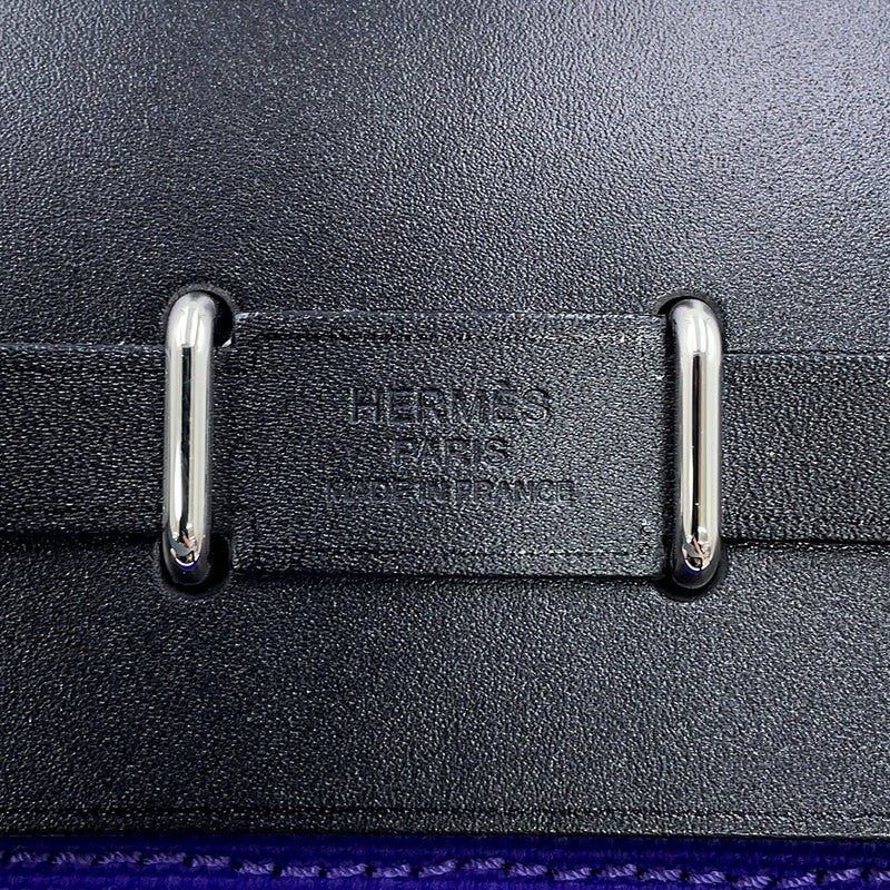 エルメス ショルダーバッグ エールバッグジップ ミニ パープル/ブラック/シルバー金具 トワルミリタリー/ヴァッシュハンター G刻印