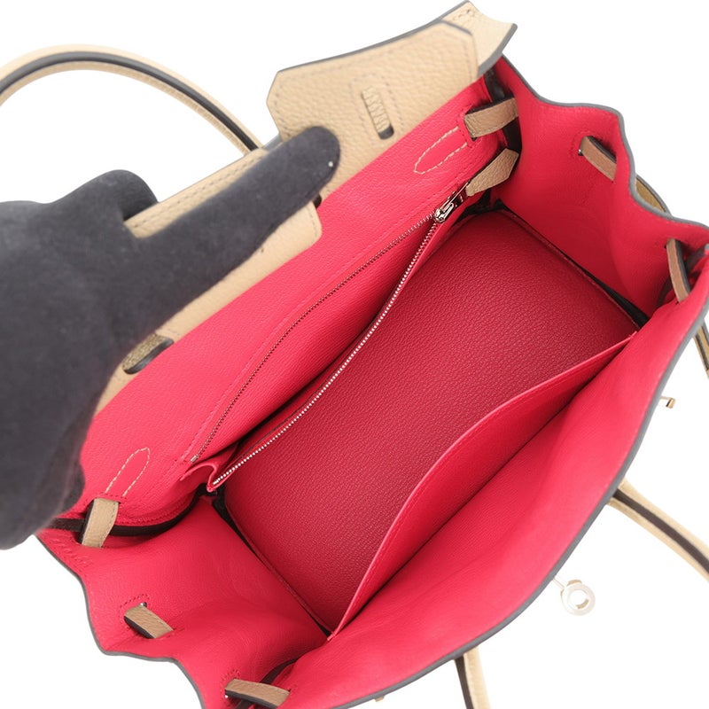 エルメス バーキン25 ヴェルソ トレンチ/ブーゲンビリア/シルバー金具 トゴ U刻印 HERMES Birkin ハンドバッグ