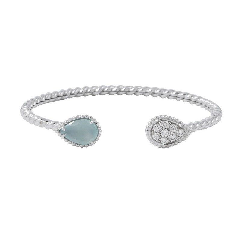 ブシュロン ブレスレット セルパンボエム ツイン モチーフ バングル アクアプレーズ 1P 1.10ct ダイヤ 8P 計0.32ct K18WG サイズ15