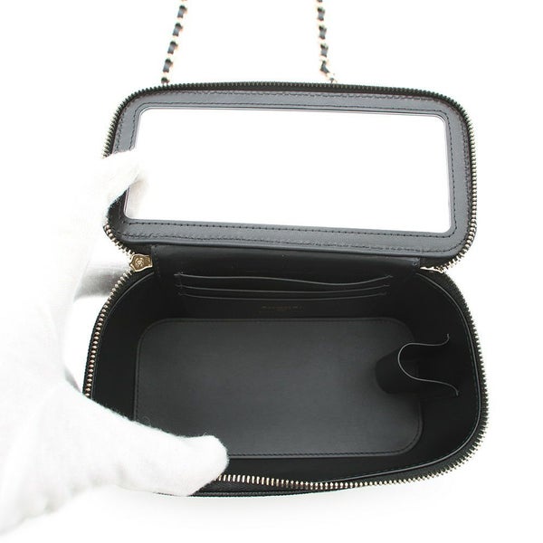 シャネル チェーンショルダーバッグ マトラッセ ココマーク ヴァニティケース キャビアスキン AP4404 CHANEL 黒 バニティ