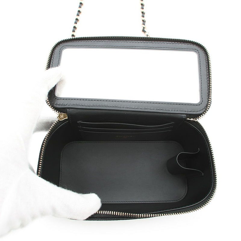 シャネル チェーンショルダーバッグ マトラッセ ココマーク ヴァニティケース キャビアスキン AP4404 CHANEL 黒 バニティ