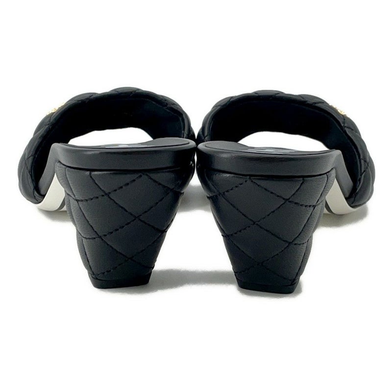 シャネル サンダル マトラッセ ココマーク ラムスキン G38820 レディースサイズ38C CHANEL 黒