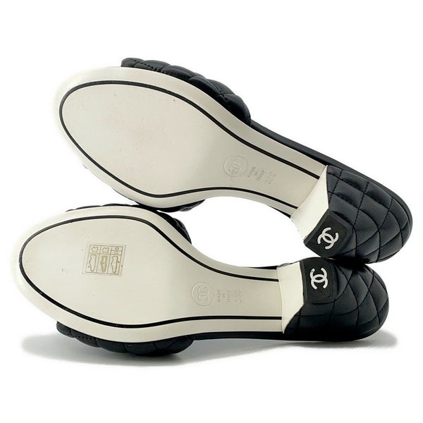 シャネル サンダル マトラッセ ココマーク ラムスキン G38820 レディースサイズ38C CHANEL 黒