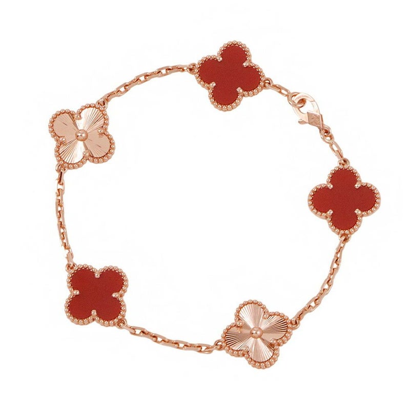 ヴァンクリーフ＆アーペル ブレスレット ヴィンテージ アルハンブラ ブレスレット 5モチーフ カーネリアン ギヨシェ K18PG VCARP7RP00