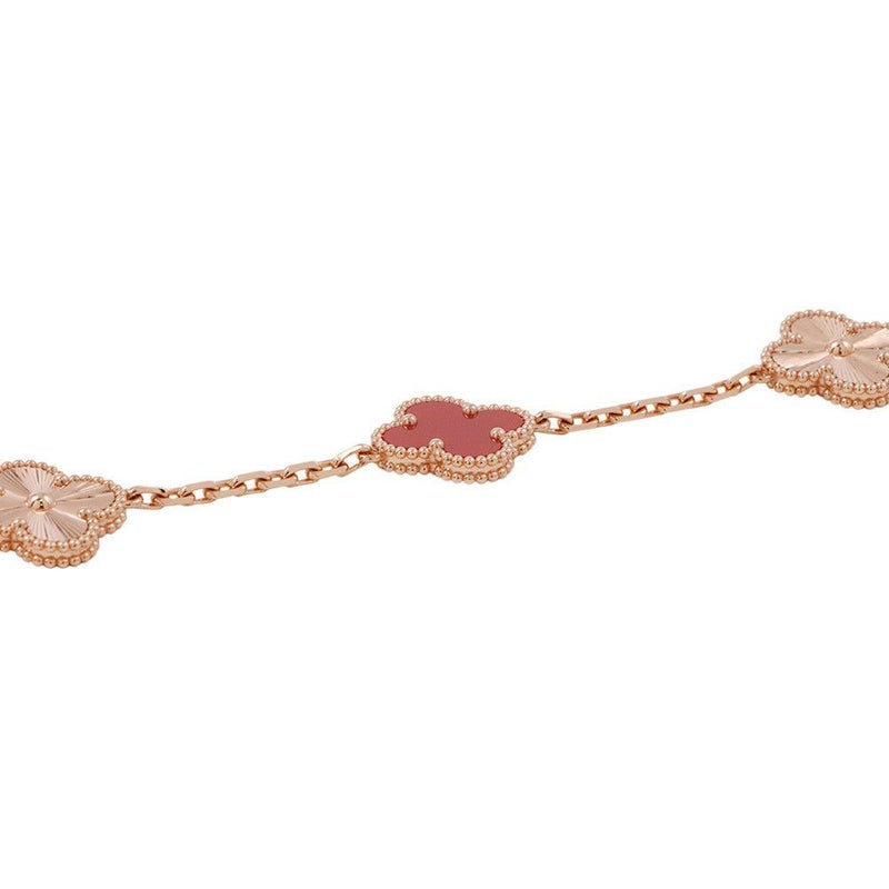 ヴァンクリーフ＆アーペル ブレスレット ヴィンテージ アルハンブラ ブレスレット 5モチーフ カーネリアン ギヨシェ K18PG VCARP7RP00