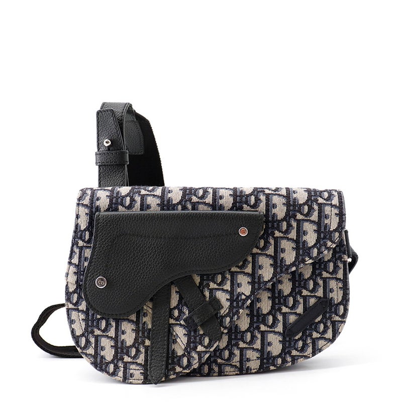 クリスチャン・ディオール ボディバッグ オブリーク ジャカード サドル ポーチ 1ADPO095YKY Christian Dior 黒 トロッター