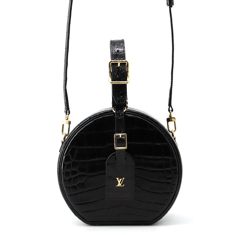 ルイ ヴィトン ハンドバッグ クロコダイル プティット・ボワット・シャポー LOUIS VUITTON 2wayショルダーバッグ ブラック 黒
