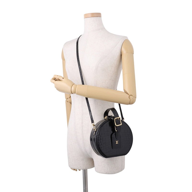 ルイ ヴィトン ハンドバッグ クロコダイル プティット・ボワット・シャポー LOUIS VUITTON 2wayショルダーバッグ ブラック 黒