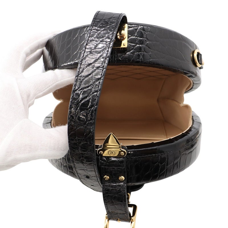 ルイ ヴィトン ハンドバッグ クロコダイル プティット・ボワット・シャポー LOUIS VUITTON 2wayショルダーバッグ ブラック 黒
