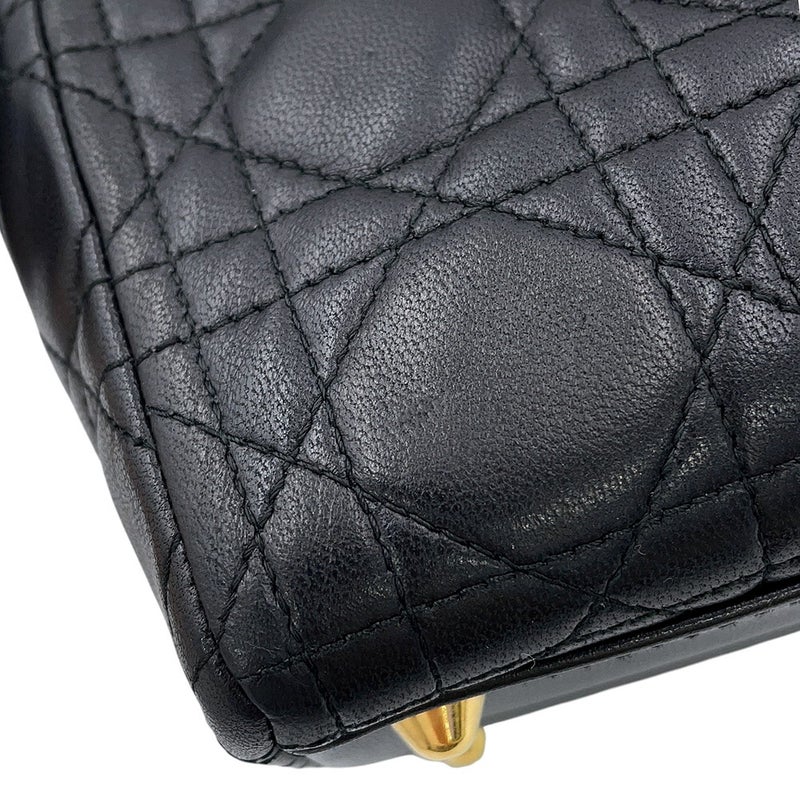クリスチャン・ディオール ハンドバッグ レディディオール カナージュ ラージ ラムスキン Christian Dior 2way 黒
