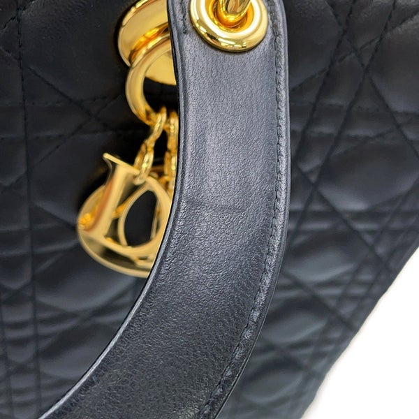 クリスチャン・ディオール ハンドバッグ レディディオール カナージュ ラージ ラムスキン Christian Dior 2way 黒