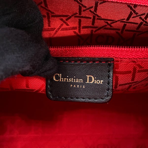 クリスチャン・ディオール ハンドバッグ レディディオール カナージュ ラージ ラムスキン Christian Dior 2way 黒