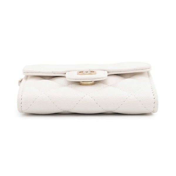 シャネル チェーンウォレット マトラッセ ココマーク ミニ キャビアスキン AP0238 CHANEL 財布 白