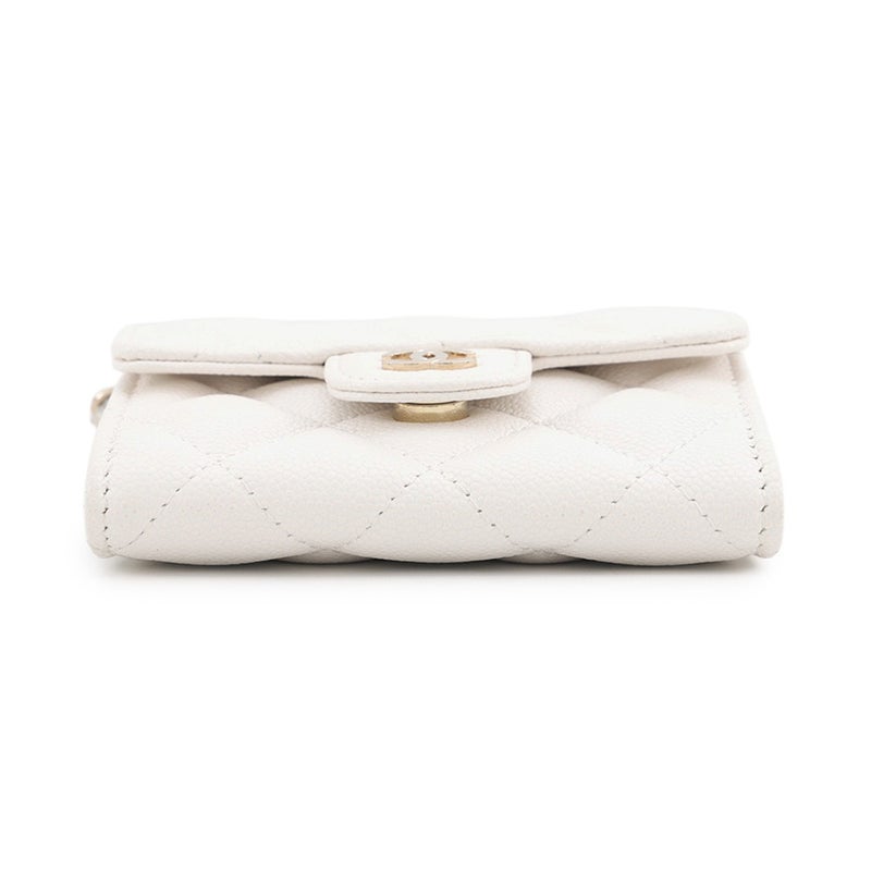 シャネル チェーンウォレット マトラッセ ココマーク ミニ キャビアスキン AP0238 CHANEL 財布 白