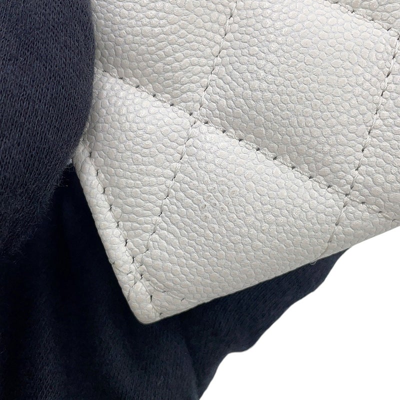 シャネル チェーンウォレット マトラッセ ココマーク ミニ キャビアスキン AP0238 CHANEL 財布 白