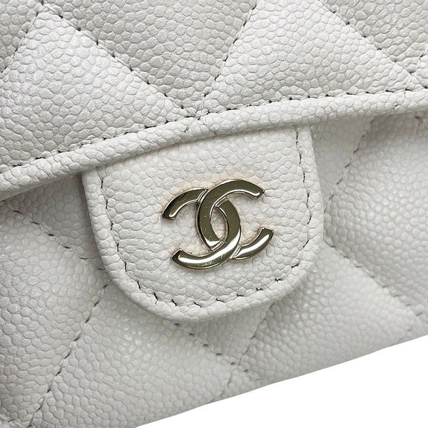 シャネル チェーンウォレット マトラッセ ココマーク ミニ キャビアスキン AP0238 CHANEL 財布 白