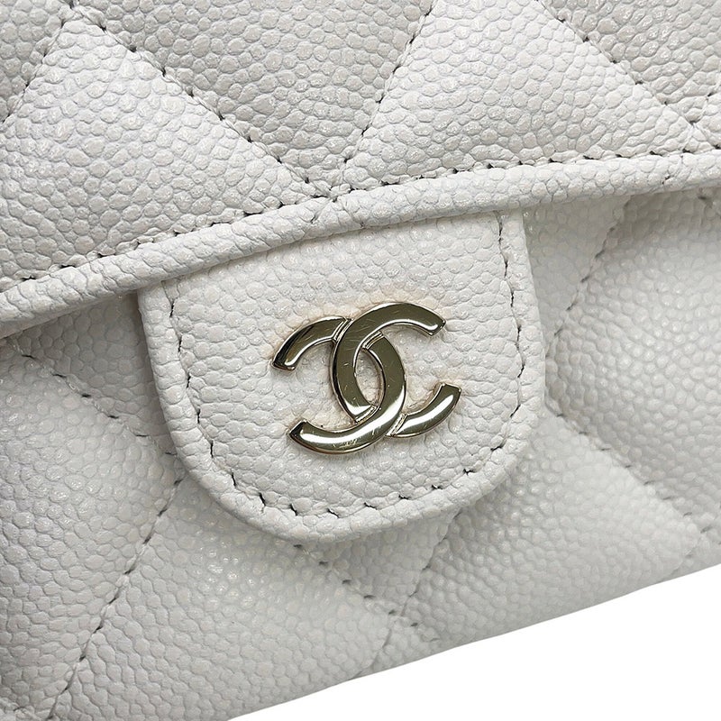 シャネル チェーンウォレット マトラッセ ココマーク ミニ キャビアスキン AP0238 CHANEL 財布 白