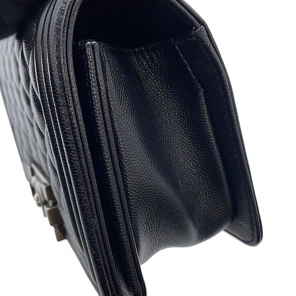 シャネル チェーンショルダーバッグ ボーイシャネル スモール マトラッセ ココマーク キャビアスキン A67085 BOY CHANEL 黒