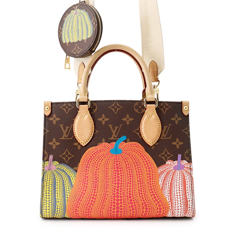 ルイヴィトン ハンドバッグ モノグラム LV×YK オンザゴーPM M46467 LOUIS VUITTON 2way 草間彌生コラボ