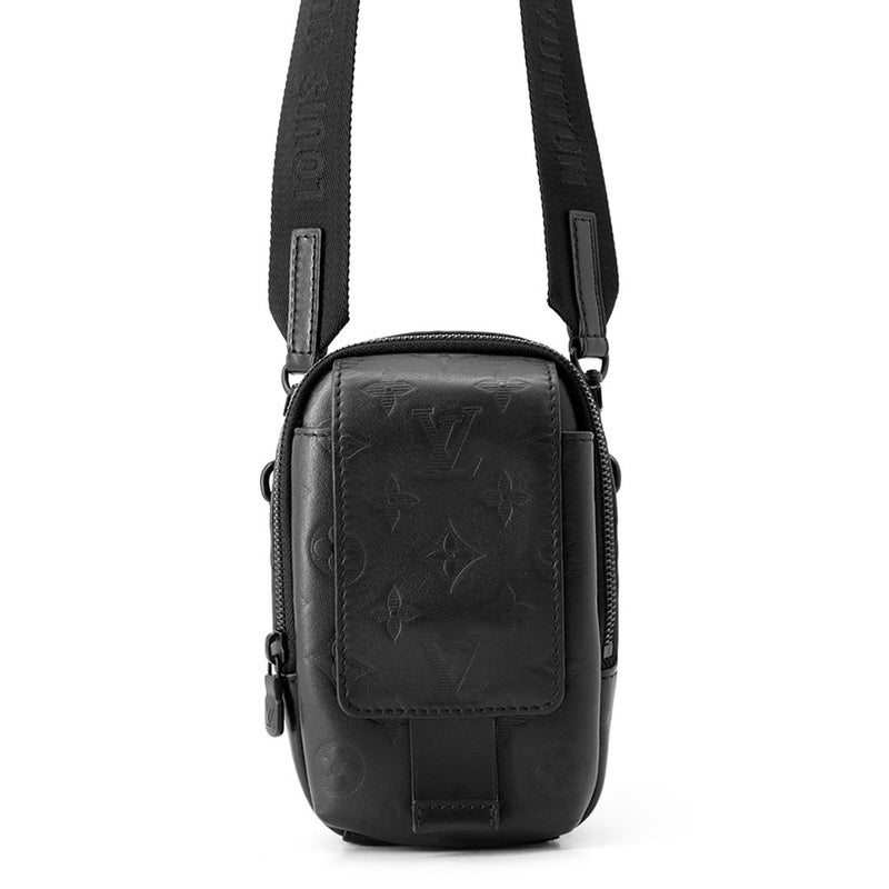 ルイヴィトン ショルダーバッグ モノグラム・シャドウ ダブル・フォンポーチ M81323 LOUIS VUITTON ブラック 黒