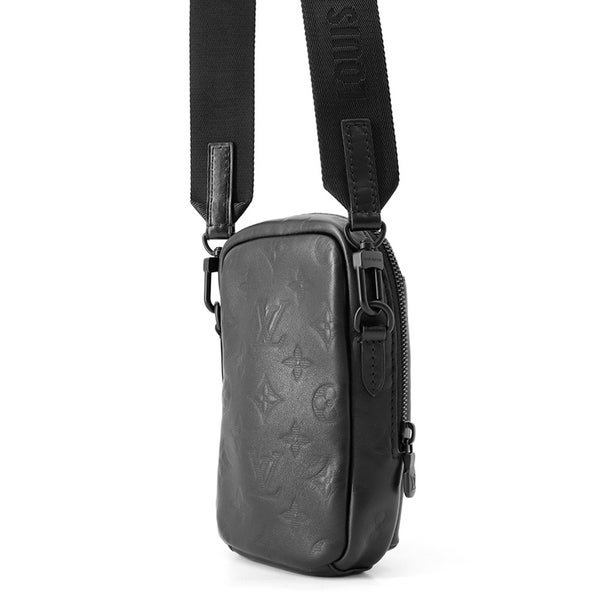 ルイヴィトン ショルダーバッグ モノグラム・シャドウ ダブル・フォンポーチ M81323 LOUIS VUITTON ブラック 黒
