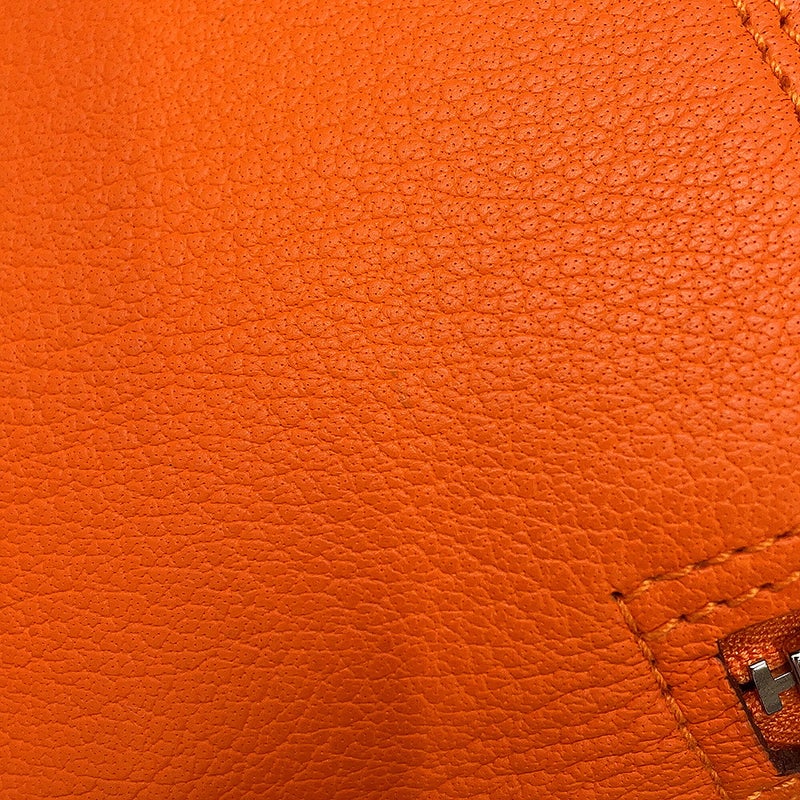 エルメス エコバッグ シルキーポップ オレンジ/マルチカラー/シルバー金具 ブッフルスキッパー/シルク □L刻印 HERMES 折りたたみ式