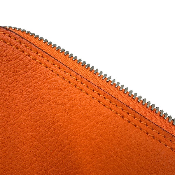 エルメス エコバッグ シルキーポップ オレンジ/マルチカラー/シルバー金具 ブッフルスキッパー/シルク □L刻印 HERMES 折りたたみ式