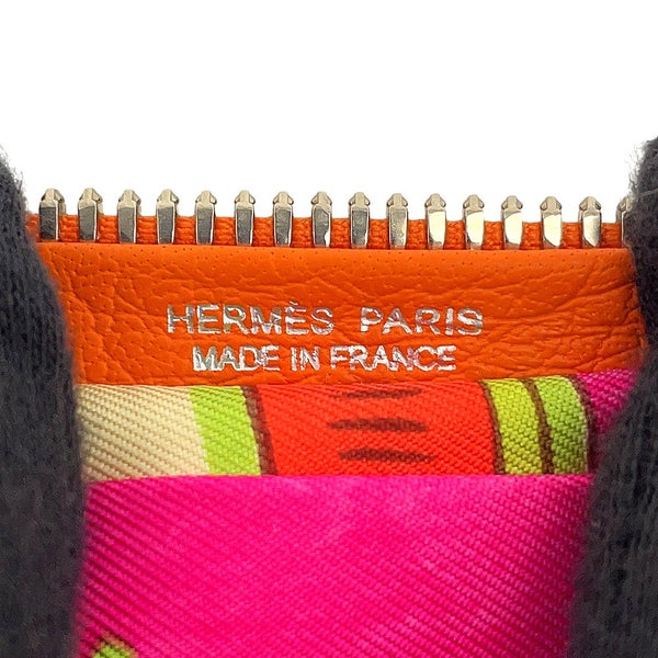 エルメス エコバッグ シルキーポップ オレンジ/マルチカラー/シルバー金具 ブッフルスキッパー/シルク □L刻印 HERMES 折りたたみ式
