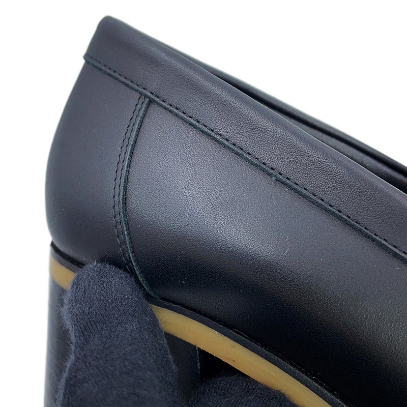 エルメス フォック60 パンプス レザー レディースサイズ38 1/2 HERMES 靴 黒 ローファー
