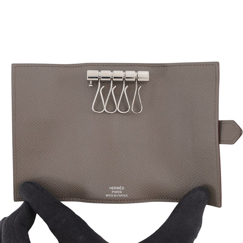 エルメス 4連キーケース ベアン エタン/シルバー金具 エプソン □Q刻印 HERMES
