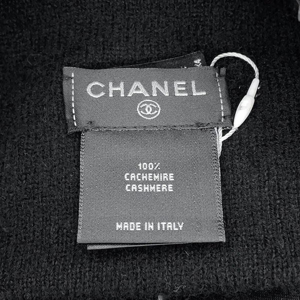 シャネル ニット帽 リボン ココマーク カシミヤ カシミヤ AAB217 CHANEL 帽子 黒
