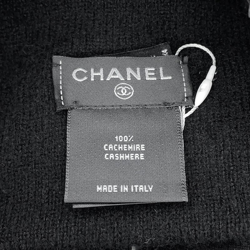シャネル ニット帽 リボン ココマーク カシミヤ カシミヤ AAB217 CHANEL 帽子 黒