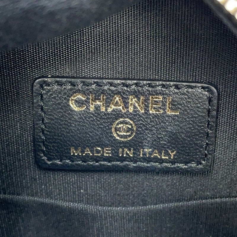 シャネル チェーンショルダーバッグ マトラッセ ココマーク ラウンド フェイクパール ベロア CHANEL 黒