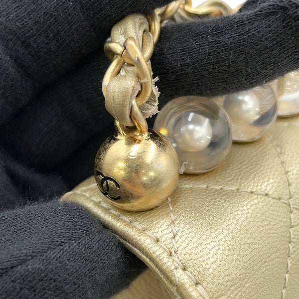 シャネル チェーンショルダーバッグ マトラッセ ココマーク レザー クリアパール AS0585 CHANEL